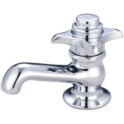 Central Brass Single Handle Self-Close Deck Mounted Bathroom Faucet with Grip Handle