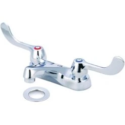 Central Brass 1.2 GPM Double Handle Deck Mounted Bathroom Faucet with Wrist Blade Handles and Pop-Up Drain Assembly