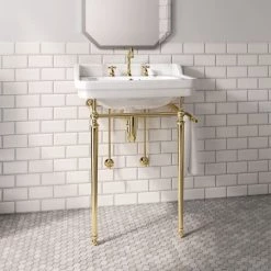 Signature Hardware Victorian Widespread Bathroom Faucet - Cross Handles -Central Brass store jmv 318 v24 brs crm bathroom 1
