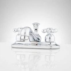 Signature Hardware Teapot 1.2 GPM Centerset Bathroom Faucet with Metal Cross Handles and Pop-up Drain Assembly