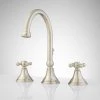 Signature Hardware Melanie 1.2 GPM Widespread Bathroom Faucet with Small Metal Cross Handles and Pop-up Drain Assembly