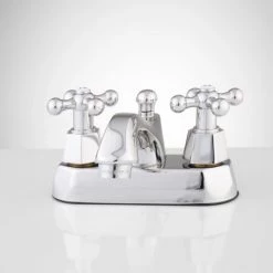 Signature Hardware Auberee Centerset Bathroom Faucet with Cross Handles and Pop-Up Drain Assembly