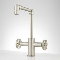 Signature Hardware Edison Single Hole Bathroom Faucet with Dual Wheel Handles and Pop-Up Drain Assembly