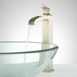 Signature Hardware Stevens Single Hole Vessel Waterfall Bathroom Faucet with Pop-Up Drain Assembly