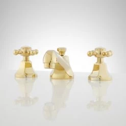 Signature Hardware New York 1.2 GPM Widespread Bathroom Faucet with Small Metal Cross Handles and Pop-up Drain Assembly