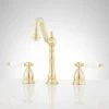 Signature Hardware Victorian 1.2 GPM Widespread Bathroom Faucet with Large Porcelain Cross Handles and Pop-Up Drain Assembly