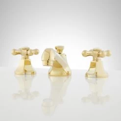 Signature Hardware New York 1.2 GPM Widespread Bathroom Faucet with Large Metal Cross Handles and Pop-up Drain Assembly