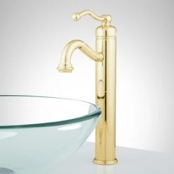 Signature Hardware Leta 1.2 GPM Single Hole Vessel Bathroom Faucet with Pop-Up Drain Assembly