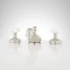 Signature Hardware Teapot Widespread Bathroom Faucet with Small Porcelain Cross Handles and Pop-Up Drain Assembly