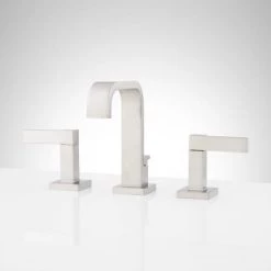 Signature Hardware Rigi 1.2 GPM Widespread Bathroom Faucet with Metal Lever Handles and Pop-Up Drain Assembly