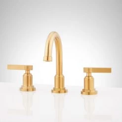 Signature Hardware Greyfield 1.2 GPM Widespread Bathroom Faucet with Metal Lever Handles and Pop-Up Drain Assembly