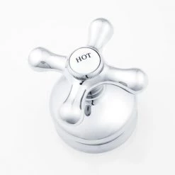 Signature Hardware Shannon Widespread Bathroom Faucet with Metal Cross Handles and Pop-Up Drain Assembly -Central Brass store signature hardware 900900 handle close up view 349