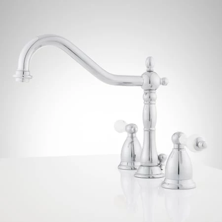 Signature Hardware Victorian 1.2 GPM Widespread Bathroom Faucet with Large Porcelain Cross Handles and Pop-Up Drain Assembly 3 Signature Hardware Victorian 1.2 GPM Widespread Bathroom Faucet with Large Porcelain Cross Handles and Pop-Up Drain Assembly - Image 3