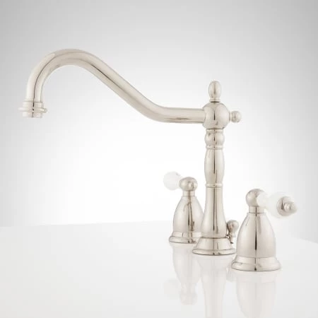 Signature Hardware Victorian 1.2 GPM Widespread Bathroom Faucet with Large Porcelain Cross Handles and Pop-Up Drain Assembly 6 Signature Hardware Victorian 1.2 GPM Widespread Bathroom Faucet with Large Porcelain Cross Handles and Pop-Up Drain Assembly - Image 6