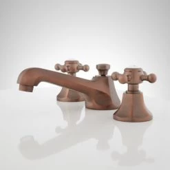 Signature Hardware New York 1.2 GPM Widespread Bathroom Faucet with Small Metal Cross Handles and Pop-up Drain Assembly -Central Brass store signature hardware 903738 oil rubbed bronze side 124