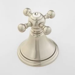 Signature Hardware Melanie 1.2 GPM Widespread Bathroom Faucet with Small Metal Cross Handles and Pop-up Drain Assembly 11 Signature Hardware Melanie 1.2 GPM Widespread Bathroom Faucet with Small Metal Cross Handles and Pop-up Drain Assembly -Central Brass store signature hardware 910139 handle close up view 370