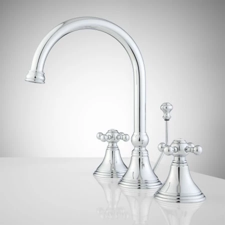 Signature Hardware Melanie 1.2 GPM Widespread Bathroom Faucet with Small Metal Cross Handles and Pop-up Drain Assembly 2 Signature Hardware Melanie 1.2 GPM Widespread Bathroom Faucet with Small Metal Cross Handles and Pop-up Drain Assembly - Image 2