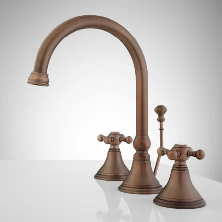 Signature Hardware Melanie 1.2 GPM Widespread Bathroom Faucet with Small Metal Cross Handles and Pop-up Drain Assembly 4 Signature Hardware Melanie 1.2 GPM Widespread Bathroom Faucet with Small Metal Cross Handles and Pop-up Drain Assembly - Image 4