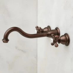 Signature Hardware Ballantine 1.2 GPM Wall Mounted Widespread Bathroom Faucet -Central Brass store signature hardware 911575 oil rubbed bronze side 8