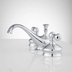 Signature Hardware Shannon 1.2 GPM Widespread Bathroom Faucet with Pop-Up Drain Assembly -Central Brass store signature hardware 918819 chrome side 138