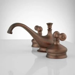 Signature Hardware Shannon 1.2 GPM Widespread Bathroom Faucet with Pop-Up Drain Assembly -Central Brass store signature hardware 918819 oil rubbed bronze side 139
