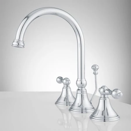 Signature Hardware Melanie 1.2 GPM Widespread Bathroom Faucet with Small Metal Lever Handles and Pop-up Drain Assembly 2 Signature Hardware Melanie 1.2 GPM Widespread Bathroom Faucet with Small Metal Lever Handles and Pop-up Drain Assembly - Image 2