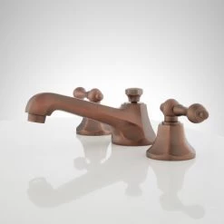 Signature Hardware New York 1.2 GPM Widespread Bathroom Faucet with Metal Lever Handles and Pop-up Drain Assembly -Central Brass store signature hardware 918899 side view 100