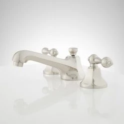 Signature Hardware New York 1.2 GPM Widespread Bathroom Faucet with Metal Lever Handles and Pop-up Drain Assembly -Central Brass store signature hardware 918899 side view 99