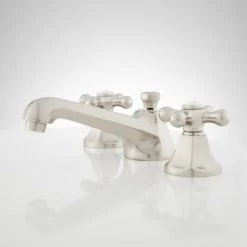 Signature Hardware New York 1.2 GPM Widespread Bathroom Faucet with Large Metal Cross Handles and Pop-up Drain Assembly 8 Signature Hardware New York 1.2 GPM Widespread Bathroom Faucet with Large Metal Cross Handles and Pop-up Drain Assembly -Central Brass store signature hardware 918900 side view 103