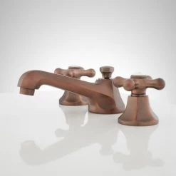 Signature Hardware New York 1.2 GPM Widespread Bathroom Faucet with Large Metal Cross Handles and Pop-up Drain Assembly 9 Signature Hardware New York 1.2 GPM Widespread Bathroom Faucet with Large Metal Cross Handles and Pop-up Drain Assembly -Central Brass store signature hardware 918900 side view 104