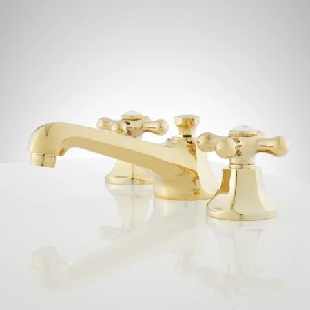 Signature Hardware New York 1.2 GPM Widespread Bathroom Faucet with Large Metal Cross Handles and Pop-up Drain Assembly 5 Signature Hardware New York 1.2 GPM Widespread Bathroom Faucet with Large Metal Cross Handles and Pop-up Drain Assembly - Image 5