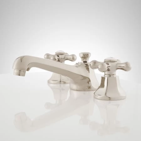 Signature Hardware New York 1.2 GPM Widespread Bathroom Faucet with Large Metal Cross Handles and Pop-up Drain Assembly 6 Signature Hardware New York 1.2 GPM Widespread Bathroom Faucet with Large Metal Cross Handles and Pop-up Drain Assembly - Image 6