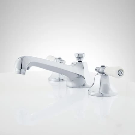 Signature Hardware New York 1.2 GPM Widespread Bathroom Faucet with Porcelain Lever Handles and Pop-up Drain Assembly 2 Signature Hardware New York 1.2 GPM Widespread Bathroom Faucet with Porcelain Lever Handles and Pop-up Drain Assembly - Image 2