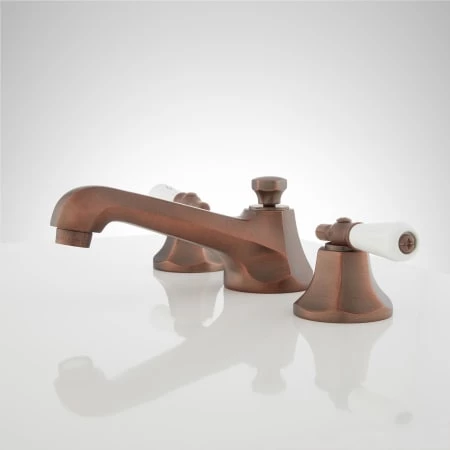 Signature Hardware New York 1.2 GPM Widespread Bathroom Faucet with Porcelain Lever Handles and Pop-up Drain Assembly 4 Signature Hardware New York 1.2 GPM Widespread Bathroom Faucet with Porcelain Lever Handles and Pop-up Drain Assembly - Image 4