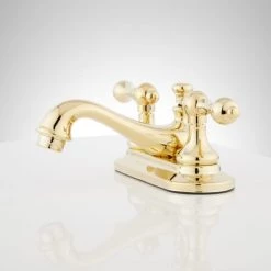 Signature Hardware Teapot Centerset Bathroom Faucet with Metal Lever Handles and Pop-Up Drain Assembly -Central Brass store signature hardware 918932 alternate view 144