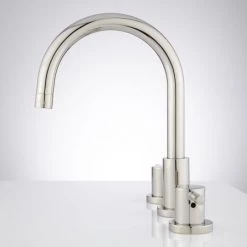 Signature Hardware Rotunda 1.2 GPM Widespread Bathroom Faucet with Pop-Up Drain Assembly 11 Signature Hardware Rotunda 1.2 GPM Widespread Bathroom Faucet with Pop-Up Drain Assembly -Central Brass store signature hardware 919032 polished nickel side 136