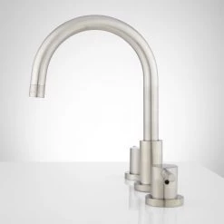 Signature Hardware Rotunda 1.2 GPM Widespread Bathroom Faucet with Pop-Up Drain Assembly 10 Signature Hardware Rotunda 1.2 GPM Widespread Bathroom Faucet with Pop-Up Drain Assembly -Central Brass store signature hardware 919032 satin nickel side 134