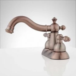 Signature Hardware Velouria 1.2 GPM Centerset Bathroom Faucet with Pop-Up Drain Assembly -Central Brass store signature hardware 921913 oil rubbed bronze side 170