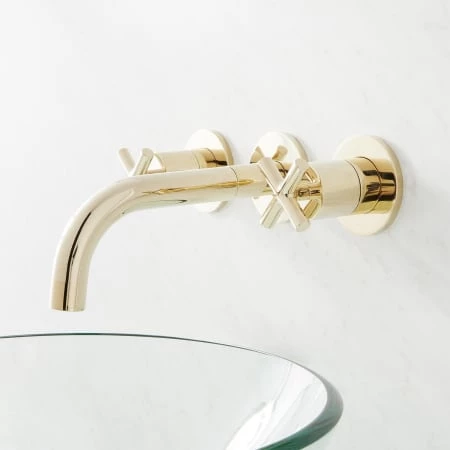 Signature Hardware Exira Wall Mounted Bathroom Faucet With Cross Handles - Less Drain 5 Signature Hardware Exira Wall Mounted Bathroom Faucet With Cross Handles - Less Drain - Image 5