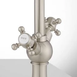 Signature Hardware Danelle 1.2 GPM Single Hole Vessel Bathroom Faucet with Drain Assembly -Central Brass store signature hardware 926651 handle view 141