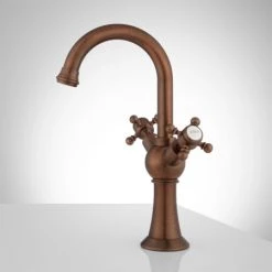 Signature Hardware Danelle 1.2 GPM Single Hole Vessel Bathroom Faucet with Drain Assembly -Central Brass store signature hardware 926651 side view 16