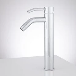 Signature Hardware Caol Single-Hole Vessel Faucet - with Overflow -Central Brass store signature hardware 926652 side view 12