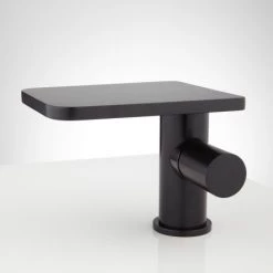 Signature Hardware Knox Single Hole Waterfall Bathroom Faucet with Pop-Up Drain Assembly -Central Brass store signature hardware 927743 black side 73