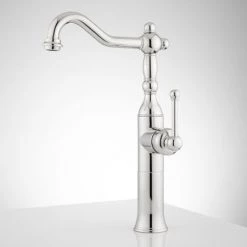 Signature Hardware Sidonie 1.2 GPM Single Hole Vessel Bathroom Faucet with Drain Assembly - Set of 2 -Central Brass store signature hardware 927808 2 side view 267