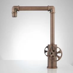 Signature Hardware Edison Single Hole Bathroom Faucet with Dual Wheel Handles and Pop-Up Drain Assembly -Central Brass store signature hardware 929281 oil rubbed bronze side 55