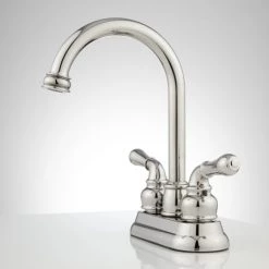 Signature Hardware Brannigan 1 GPM Centerset Bathroom Faucet with Pop-up Drain Assembly 7 Signature Hardware Brannigan 1 GPM Centerset Bathroom Faucet with Pop-up Drain Assembly -Central Brass store signature hardware 929483 side view 243
