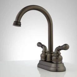 Signature Hardware Brannigan 1 GPM Centerset Bathroom Faucet with Pop-up Drain Assembly 8 Signature Hardware Brannigan 1 GPM Centerset Bathroom Faucet with Pop-up Drain Assembly -Central Brass store signature hardware 929483 side view 245