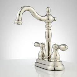 Signature Hardware Victorian Centerset Bathroom Faucet with Pop-Up Drain Assembly 7 Signature Hardware Victorian Centerset Bathroom Faucet with Pop-Up Drain Assembly -Central Brass store signature hardware 929484 side view 251