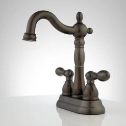 Signature Hardware Victorian Centerset Bathroom Faucet with Pop-Up Drain Assembly 8 Signature Hardware Victorian Centerset Bathroom Faucet with Pop-Up Drain Assembly -Central Brass store signature hardware 929484 side view 253