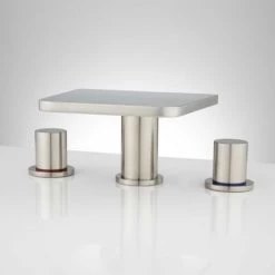 Signature Hardware Knox Widespread Waterfall Bathroom Faucet with Pop-Up Drain Assembly -Central Brass store signature hardware 930802 brushed nickel front 216